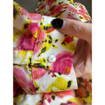 Ann Taylor  Shirt Women 8 Pink Yellow Floral Silk Cotton Button Down Preppy Boho Photo 7