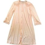 Vanity Fair Vintage  House Coat Robe Pink Coral Lace Satin Nylon USA Medium Photo 0