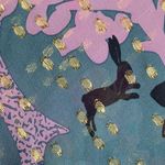 Tibi  New York Silk Metallic Gold Teal Rabbit Woodland Forest Sleeveless Blouse 2 Photo 2