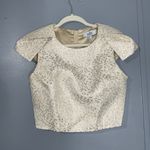 Badgley Mischka Belle Gold Cap Sleeve Crop Top Exposed Gold Zipper Back Size 8 Photo 3