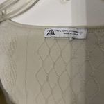 ZARA cropped tan floral embroidered long sleeve stretchy top size M-L Photo 3