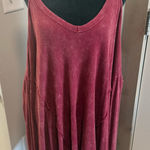 Blu Pepper Red Maroon Waffle Print V-Neck Cold Shoulder Long Sleeve Shirt Flowy Photo 0