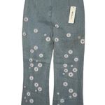 Light Blue Flare Jeans Daisy Flower Pattern NWT Small Size 26 Flat Front Photo 3
