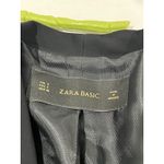 Zara‎ Basic Blazer Jacket Black Gold Zipper Detail Faux Leather Sleeve Small Photo 1