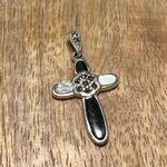 Sterling Silver NWOT Mother of Pearl & Black Onyx Marcasite Cross 925  Pendant Photo 1