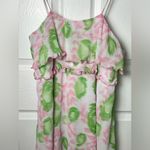 Ganni Womens Pink Green Pleated Ruffle Georgette Strap Mini Dress Sz S Photo 4