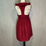 Annie Griffin Deep Red Midi Dress with Ruffle Detail Size 6 Photo 2