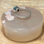 Sterling Silver Blue Turquoise Raised Circular Stone 925  Ring Photo 8