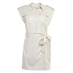 SIMKHAI Lourdes Vegan Leather Wrap Shirt Dress in Ceramic 6 New Womens Pleather Photo 7