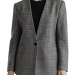 Barclay Square Women's Sz 10 Plaid Flecked Wool Silk Blazer Jacket Career Office Gray Photo 0