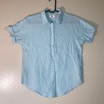Levi's Short Sleeve Button Down Linen Blouse Women Size Small Petite Mint Blue Photo 0