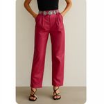 Vintage Rare Leather Fuchsia Pink High Rise Pleated Straight Leg Pants XS Photo 1