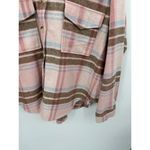 Barbie Women Pink Brown Plaid Button Down Flannel Shacket Wool Blend Size XXL Photo 2