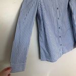 Michael Kors Michael  Button Down Striped Shirt Cold Shoulder Blue & White Medium Photo 1