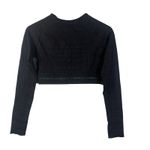 Gymshark  Long Sleeve Crop Top Black Logo Print Thumbholes‎ Seamless Activewear Photo 5