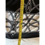 JM Collection Dress Sleeveless Notch Neck Shift Shimmer Accent Black/White Large Photo 2