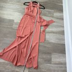 Lovers + Friends  CHICHIRA GOWN Pink satin faux wrap plunge neck maxi gown XXS Photo 8