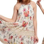 Anthropologie Ranna Gil XS S Kalila Swing Dress Chiffon Floral Crochet Lace Mini Photo 0