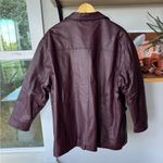 Vintage 70s 80s Salon Studio Burgundy Oxblood Leather Chore Coat Jacket Sz XL Red Photo 1