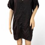 Pilcro and the Letterpress Pilcro Anthropologie Black Mini Dress Small Short Sleeves Button Cuffs Oversized Photo 0