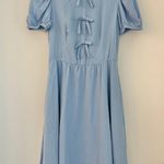 Gal Meets Glam Ellie Crepe Puff Sleeve Light Blue Bow Dress Size 2 Photo 2