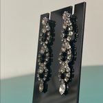 Wedding Prom Formal Gold and Silver Sparkling Rhinestone Dangle Drop Earrings Photo 2