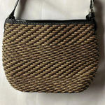 Brighton COPYBRIGHTON PURSE BLACK & TAN WOVEN STRAW ADJUST ALLIGATOR LOOK STRAP SILVER Photo 5