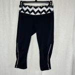 Lululemon Run For Your Life Crop Leggings Black with Chevron White Waist Size 6 Photo 4