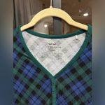 Little Sleepies emerald plaid henley long sleeve pajamas top bamboo LS Green Size M Photo 2