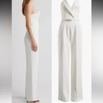 NWOT NADINE MERABI Vanessa Strapless Belted Crepe Flare White Jumpsuit sz 10 Photo 2