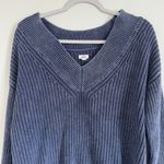 Aerie  Blue Knit V Neck Oversized Relaxed Sweater Size XS Photo 3