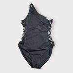 Norma Kamali  X Mio One-Shoulder One-Piece Swimsuit Small Cross Black Side NWT Photo 2