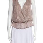 ANINE BING  Draped Top Metallic Rose size XS Tank Sleeveless‎ Chic Beige Glitter Photo 1