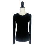 Brunello Cucinelli  Monili Trim Virgin Wool Low Back Long Sleeve Top Dark Gray Photo 2