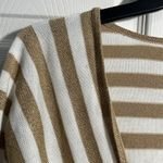New York & Company Sweater Shrug Gold Metallic Stripes Photo 3