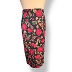 Vintage 90s Black Midi Skirt Burgundy Pink Dark Floral Plus Size 18W Feminine Photo 9