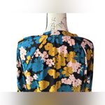 CAbi Favorite Blouse Buttons Balloon Sleeve Black Teal Pink Gold Flowers Large Photo 8