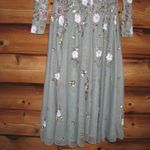 Mac Duggal 5716 Green Sequined Floral Long Sleeve High Neck Midi Dress Photo 11