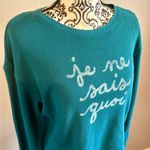 Anthropologie Turquoise Waffle Knit Sweatshirt Top Photo 4