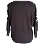 Vintage Savior Sweater USA Black Knit Floral Applique Statement Lagenlook Sz 14 Photo 4