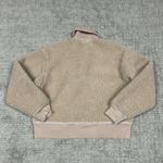 Varley  Daphne Cropped Sherpa Fleece Womens Small 1/4 Zip Pullover Peach Brown Photo 6