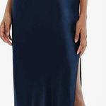 NWT Dessy Collection Size 18 R1 Midnight Navy Blue Keyhole Back Dress Gown FLAW Photo 0