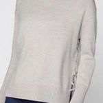 Athleta  Nopa merino wool side lace up sweater light gray S Photo 0