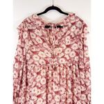 Free People Womens Dress Red These Dreams Mini Floral Pleated Babydoll Boho XS Photo 5