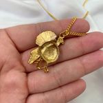 Vintage 90s Dainty Gold Toned Turkey Pendant Necklace 20" Photo 5