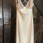 ASOS DESIGN color block satin midi dress with chiffon bodice detail in stone Photo 7