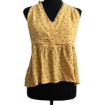 American Eagle Yellow Floral Halter Smocked Peplum Sleeveless Top Size XL Photo 1