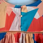 VICI Long Balloon Sleeve Multi-Colored Geometric Abstract Print Blouse Sz Small Photo 7