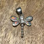 Sterling Silver Opal CZ Dragonfly 925  Pendant Photo 1
