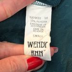 Vintage 80s Wendy Ann Teal Satin Damask Lace Trim Camisole Tank Top Photo 3